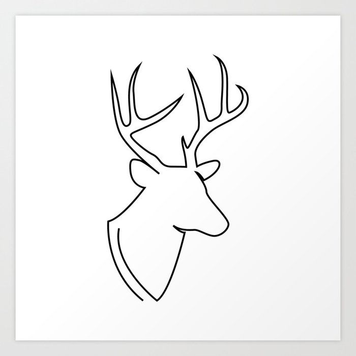 deer - single line art Art Print.