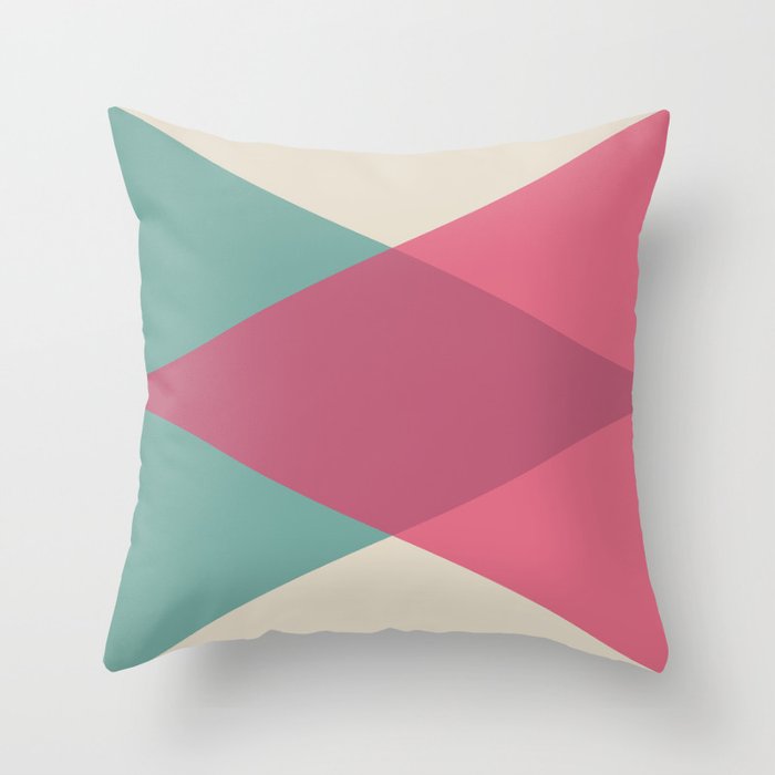 Mid Century turquoise pink Throw Pillow by La Chic Society6