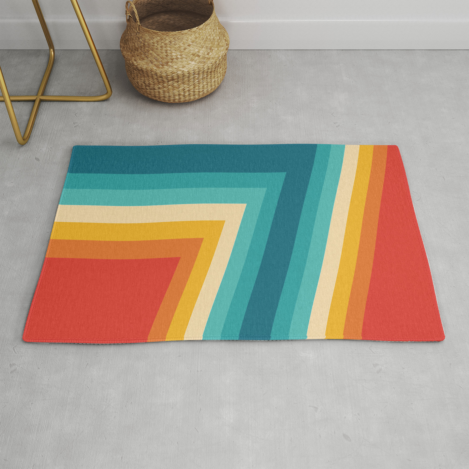 Colorful Retro Stripes 70s 80s Abstract Design Rug By Pelaxy