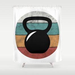 Kettlebell weight vintage color striped circle Shower Curtain
