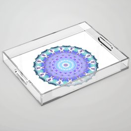 Crown Light Mandala Art In Purple And Blue by Sharon Cummings Acrylic Tray