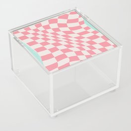 Pink checker fabric abstract Acrylic Box
