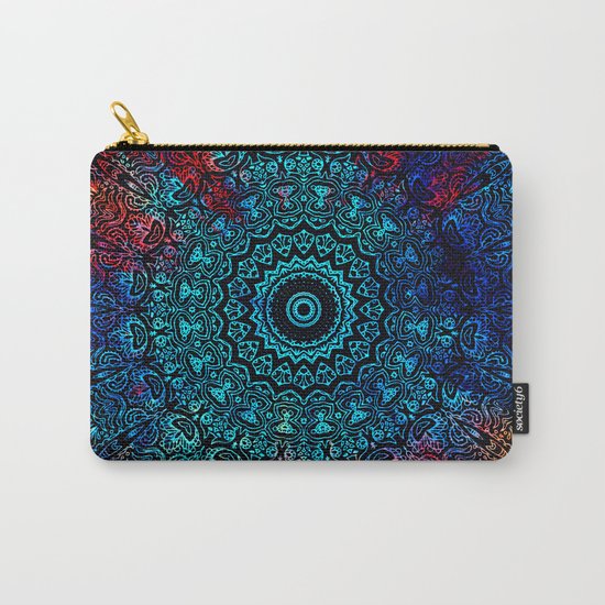 Bohemian Passion Blue & Red Mandala Design Carry-All Pouch