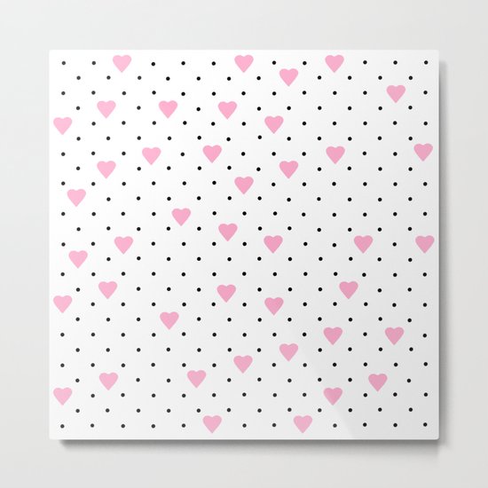 Pin Point Hearts Pink Metal Print