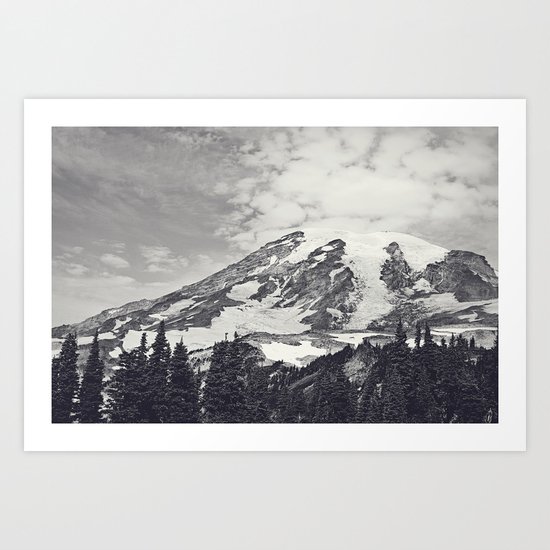 Mount Rainier B&W Art Print