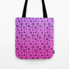 Paw Prints Pink Purple Gradient Tote Bag