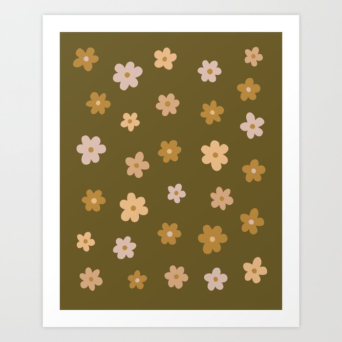 flower confetti – olive Art Print
