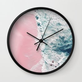 Aerial Ocean Print - Beach - Pink Sand - Wave - Original Sea of Love - Travel Photography  Wall Clock