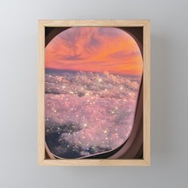 SHINING SKY | plane | illuminator | fly | freedom | travel | clouds | pink | cute | glitter | bling Framed Mini Art Print