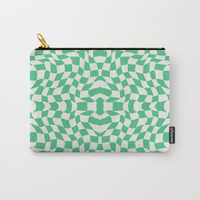 Green and white checker symmetrical pattern Carry-All Pouch