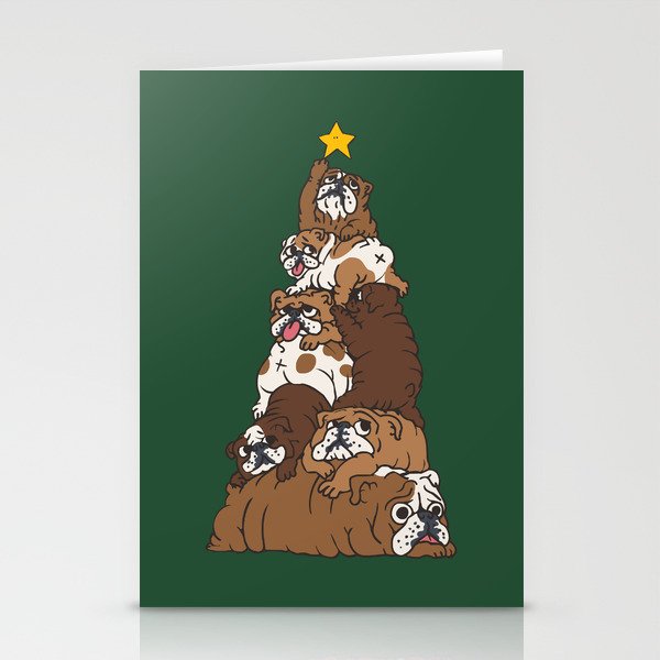 Christmas Tree English Bulldog Stationery Cards