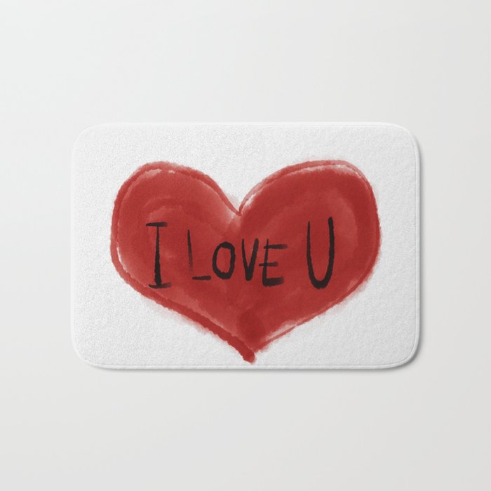 I love you red heart painting Bath Mat