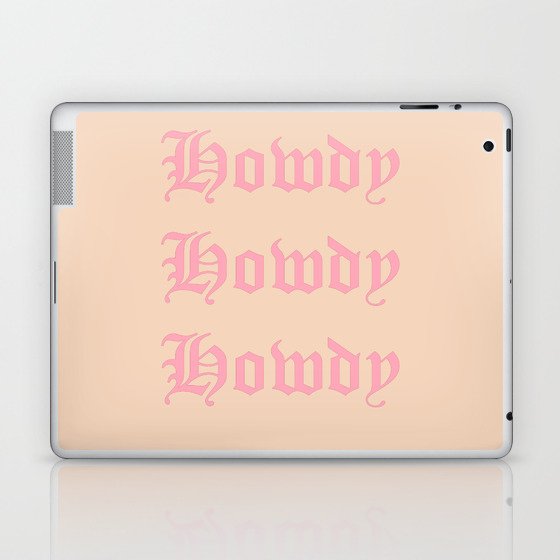 Old English Howdy Pink and White Laptop & iPad Skin