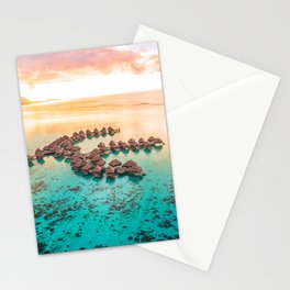 Bora bora Tahiti honeymoon beach resort vacation Stationery Card