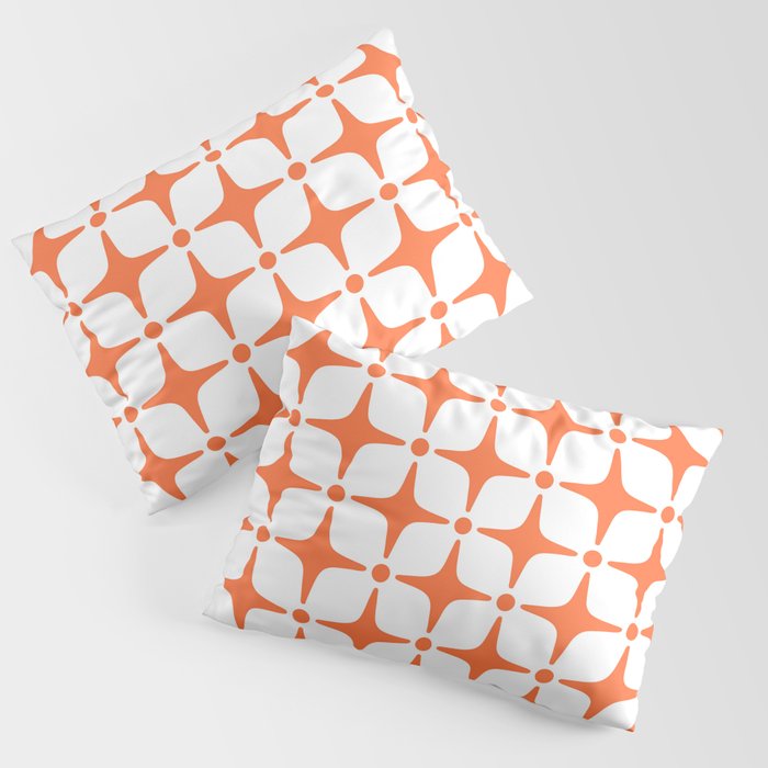 Mid Century Modern Star Pattern Orange Pillow Sham