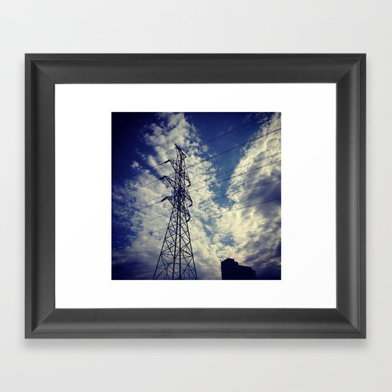 Heavenly spring sky in an industrial world Framed Art Print