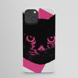 Black Cat, Color Block Pink iPhone Case