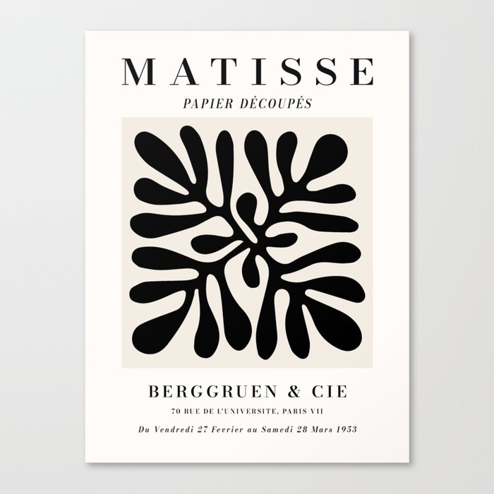 Henri Matisse Black Paper Cut Outs Exhibition Canvas Print