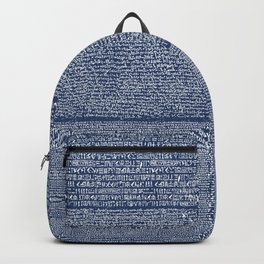 The Rosetta Stone // Navy Blue Backpack | Demotic, Duvet, Historical, Archaeology, Language, Script, Rosettastone, Egyptian, History, Graphicdesign 