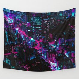 Cyberpunk Vaporwave City Wall Tapestry