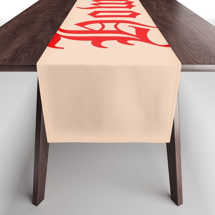 Old English Howdy Red and White Table Runner