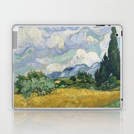 Wheat Field with Cypresses by Vincent van Gogh Farmhouse Aesthetic Blue Emerald Green Golden Yellow Laptop Skin