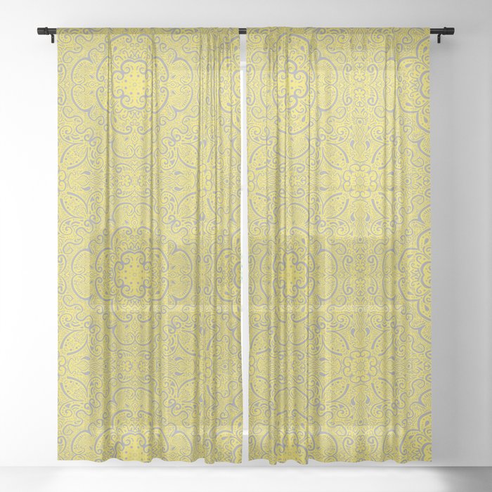 Illuminating Yellow & Ultimate Gray Pattern Sheer Curtain