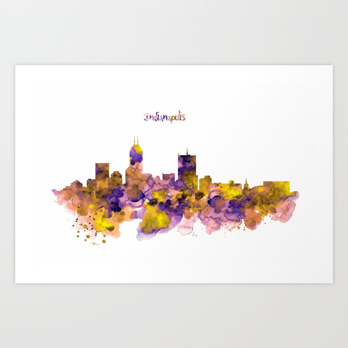 Indianapolis Skyline Silhouette Art Print