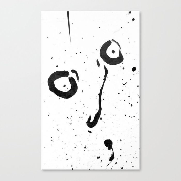 Print 001 Abstract Black And White Painting Face Canvas Print