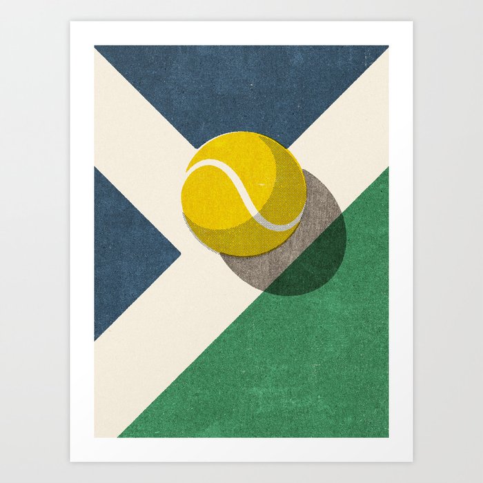 BALLS / Tennis (Hard Court) Art Print | Graphic-design, Illustration, Retro, Vintage, Graphic, Design, Tennis, Hall, Hardcourt, Sport