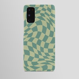Warp wavy checked with sage green Android Case