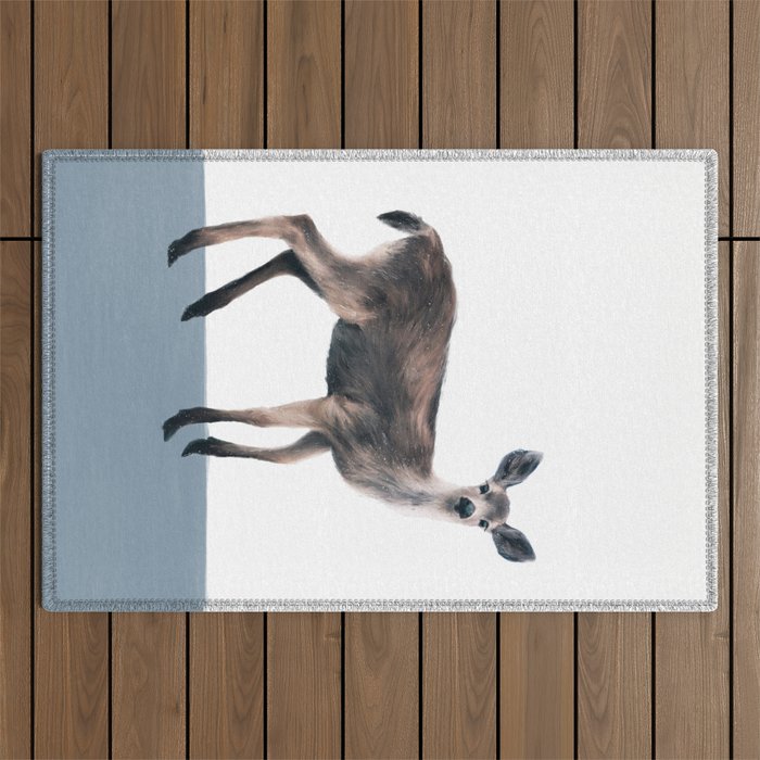 Deer on Slate Blue Outdoor Rug