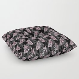 Pretty Girly Palm Leaves Pink Black Pattern Floor Pillow