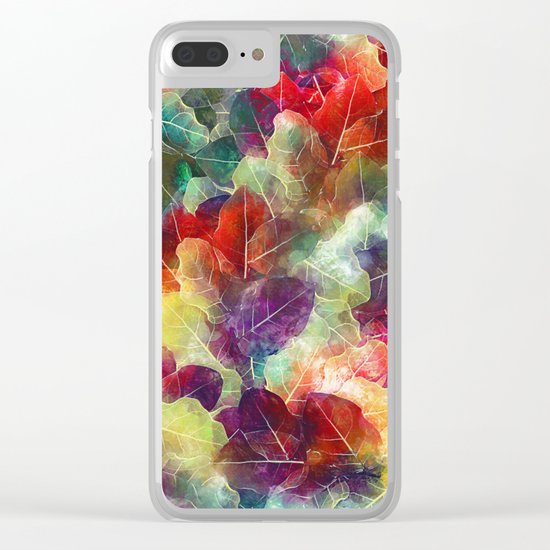 Multicolor Leaves Clear iPhone Case