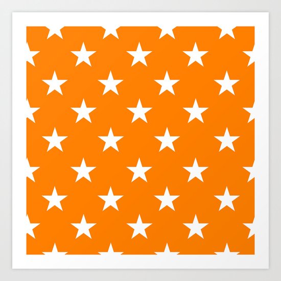 Stars (White/Orange) Art Print