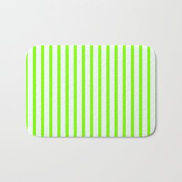[ Thumbnail: Chartreuse & Mint Cream Colored Lined Pattern Bath Mat ]