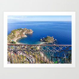Beautiful seascape with road bike in the foreground Art Print
