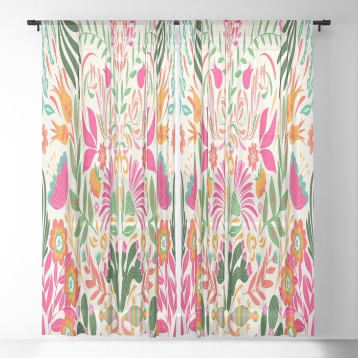 White Otami Design Sheer Curtain