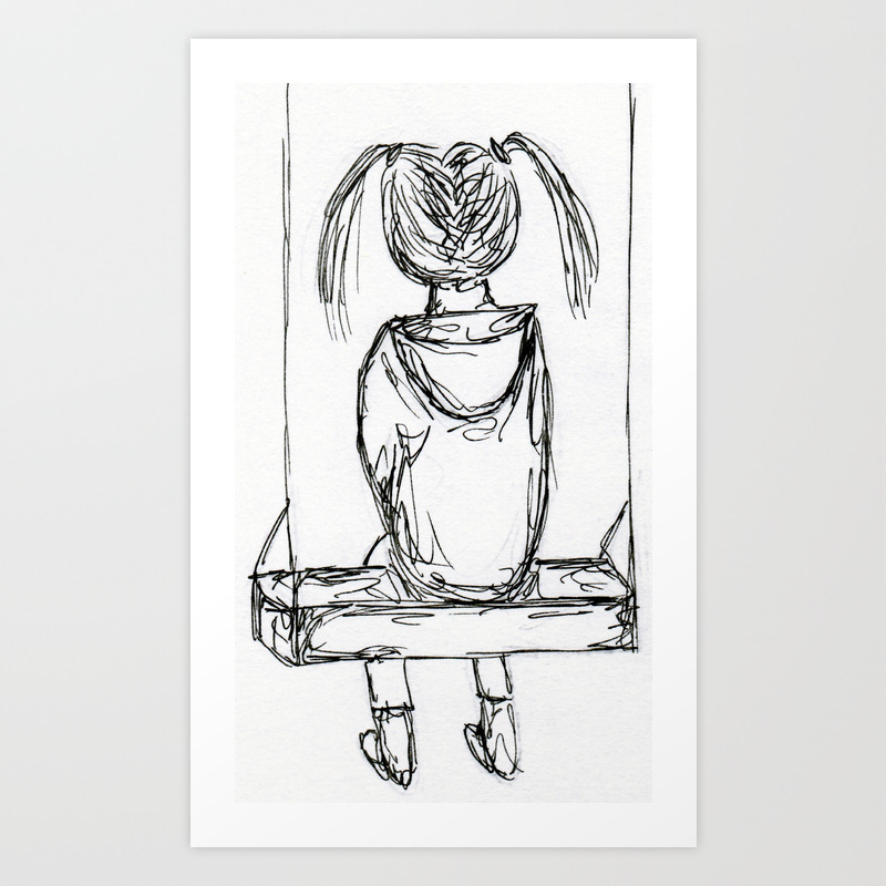 Girl On A Swing Art Print By Livsteward Society6,Side Profile Drawing Reference Side Anime Boy Hair