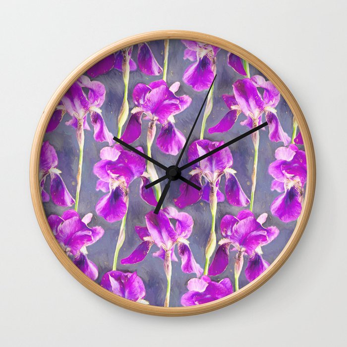 Simple Iris Pattern in Warm Magenta Wall Clock