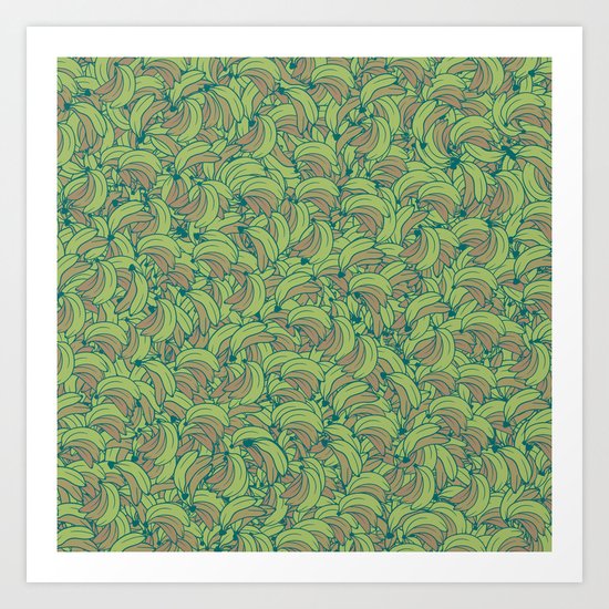 Plenty of Bananas - Green Art Print