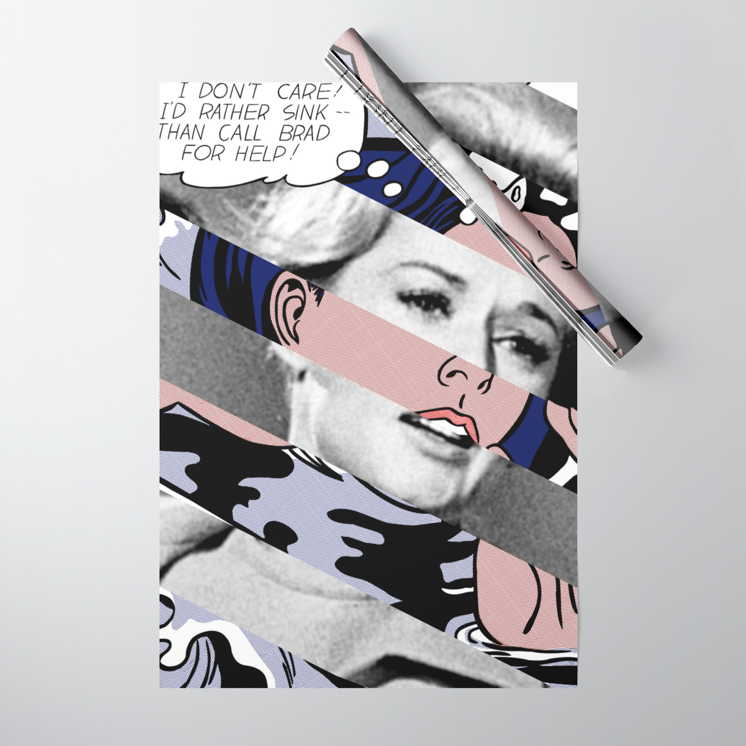 Roy Lichtenstein S Drowning Girl Tippi Hedren In Birds Wrapping Paper By Luigi Tarini Graph Art Society6
