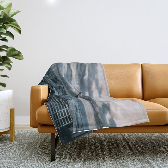 New York City Manhattan skyline double exposure Throw Blanket