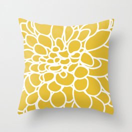 Mustard Yellow Modern Dahlia Flower Throw Pillow