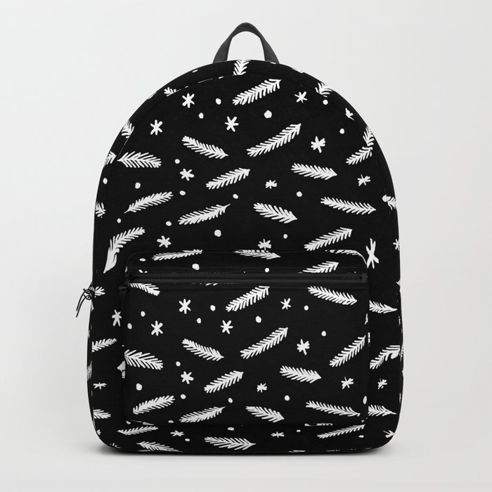 Christmas branches and stars - black and white Backpack