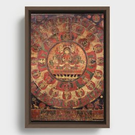 Nepal Buddhist Moon God Chandra Mandala Framed Canvas