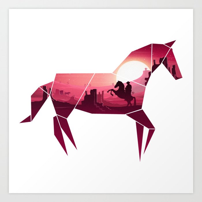 Origami Horse Wild West Art Print By Editivedesign