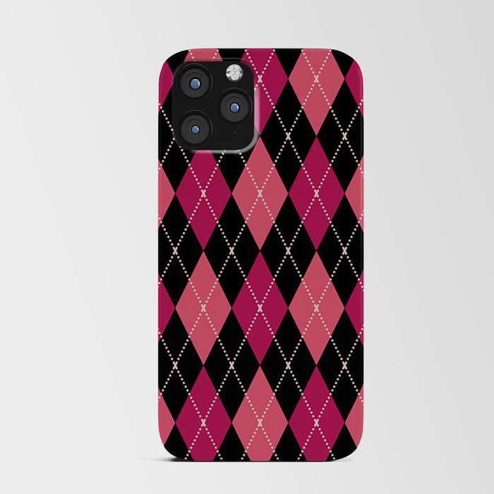 Pink And Black Argyle Diamonds Pattern Diamond Shape Tartan Quilt Knit Sweater Geometric  iPhone Card Case