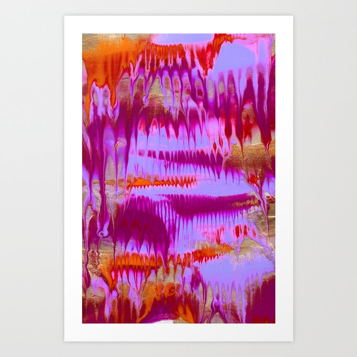 Colorful Abstract Fluid Painting - Magenta Purple Orange Gold Art Print