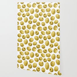 Green olive watercolor seamless pattern Wallpaper